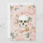 Romantische schedel Bloemen Halloween Party Kaart (Achterkant)