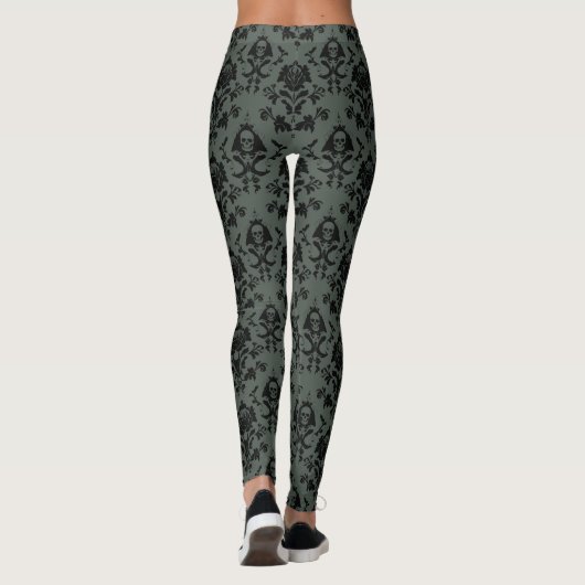 Romantische schedel en Roos Damask Leggings (Achterkant)