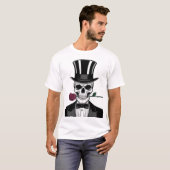 Romantische schedel met Roos - Dapper Halloween De T-shirt (Voorkant volledig)