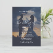 Romantische schemering silhouet foto script bruilo kaart (Staand voorkant)