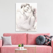 Romantische schets canvas afdruk (Insitu (Woonkamer))