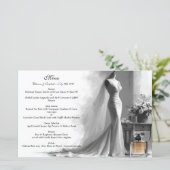 Romantische schets huwelijksmenu met vintage parfu (Staand voorkant)