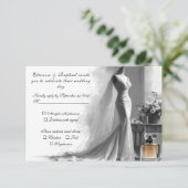 Romantische schets RSVP kaart – Elegante vintage b (Staand voorkant)