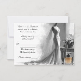 Romantische schets RSVP-kaart – Elegante vintage b RSVP Kaartje