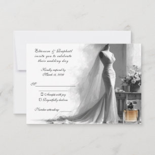 Romantische schets RSVP-kaart – Elegante vintage b RSVP Kaartje