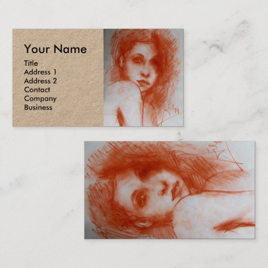 ROMANTISCHE SCHOONHEID Vrouw Portret Sepia Brown K Visitekaartje (Voorkant / Achterkant)