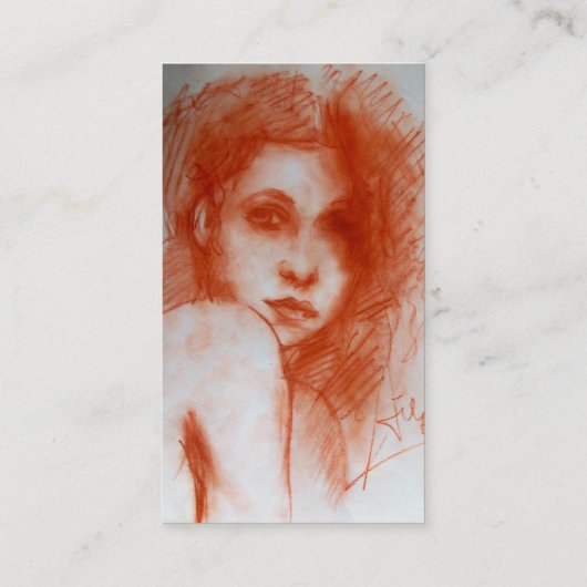 ROMANTISCHE SCHOONHEID Vrouw Portret Sepia Brown K Visitekaartje (Achterkant)