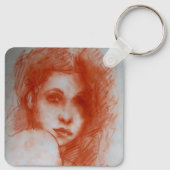 ROMANTISCHE SCHOONHEID / Vrouwenportret in Sepia B Sleutelhanger (Achterkant)