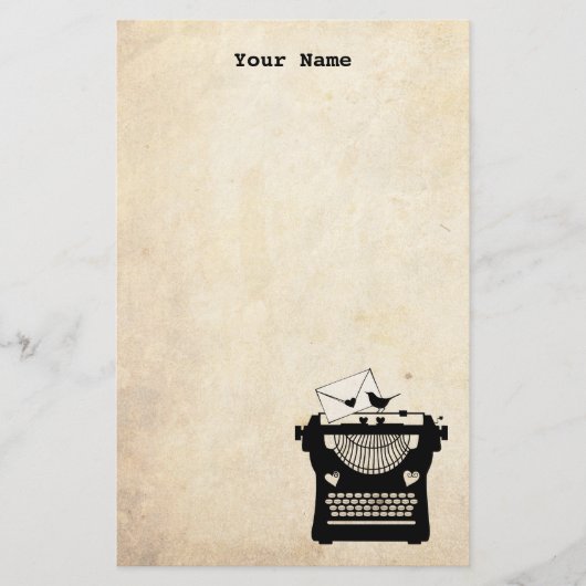 Romantische  schrijfmachine briefpapier (Voorkant)