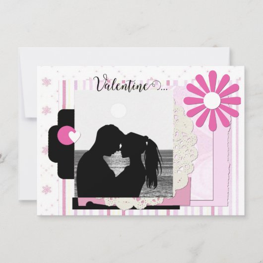 Romantische Scrapbook Foto Valentijn Feestdagenkaart (Voorkant)