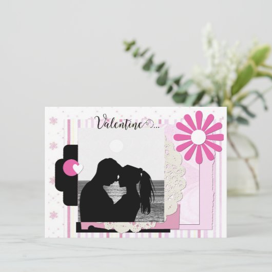 Romantische Scrapbook Foto Valentijn Feestdagenkaart (Staand voorkant)