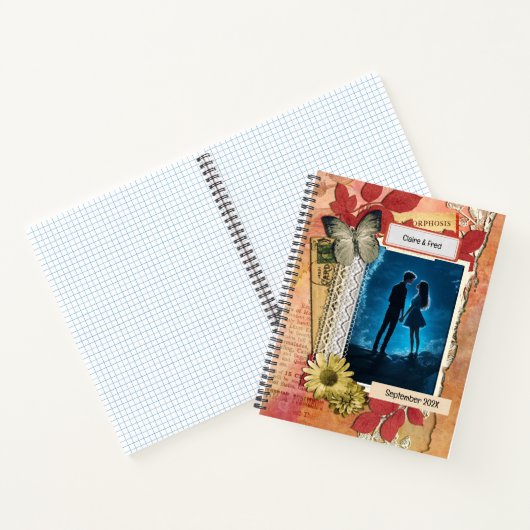 Romantische Scrapbooking stijl collage bloemen spi Notitieboek (Binnen)