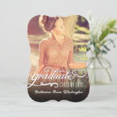 Romantische Script Afstudeerfoto Afstudeerfeest Kaart (Staand voorkant)