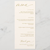 Romantische Script Cream en Gouden Trouwmenu's Menu (Voorkant)