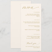 Romantische Script Cream en Gouden Trouwmenu's Menu (Voorkant / Achterkant)