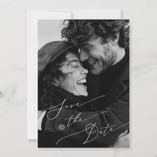 Romantische Script Foto Opslaan van de Datum uitno (Achterkant)