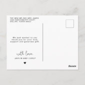 Romantische script hart trouwfoto dank je bericht briefkaart (Achterkant)