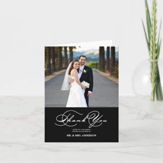 ROMANTISCHE SCRIPT HUWELIJK BEDANKT FOTO KAART (Voorkant)