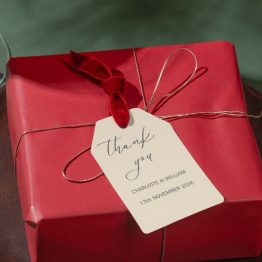 Romantische Script Klassieke Trouwgunst Tag Cadeaulabel