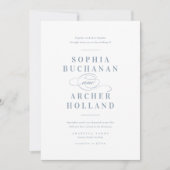Romantische script typografie stoffig blauwe trouw kaart (Voorkant)