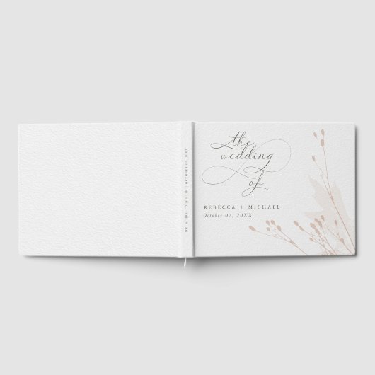 Romantische Script Waterverf Blush Bloem Bruiloft Gastenboek (Volledig)