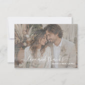 Romantische Scriptie Liefde & Dank Foto Boho Bruil Bedankkaart (Voorkant)
