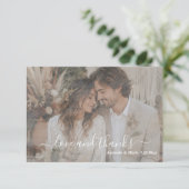 Romantische Scriptie Liefde & Dank Foto Boho Bruil Bedankkaart (Staand voorkant)