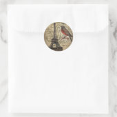 romantische scripts eiffeltoren parijs bruiloft ronde sticker (Tas)