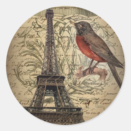 romantische scripts eiffeltoren parijs bruiloft ronde sticker (Voorkant)