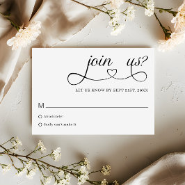 Romantische scripttypografie Minimalistische trouw RSVP Kaartje