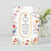 Romantische Seaside lente Blossom bruiloft Kaart (Staand voorkant)