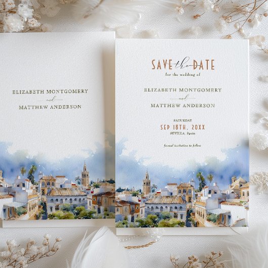 Romantische Sevilla Spanje Bestemming Save the Dat Kaart