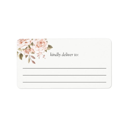 Romantische Shabby Chic Koraalroze Rozen Groot Sch Etiket (Voorkant)