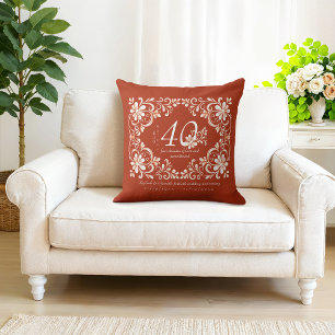 Romantische Shabby Chic Red Rust 40e Jubileum Kussen