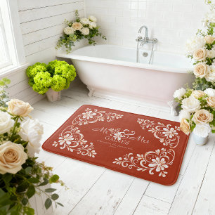 Romantische Shabby Chic Rode Roest Mr Mevrouw Nieu Badmat