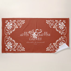 Romantische Shabby Chic Rode Roest Mr Mevrouw Nieu Strandlaken