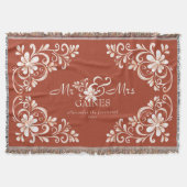 Romantische Shabby Chic Rode Roest Mr & Mrs Bloems Deken (Voorkant)