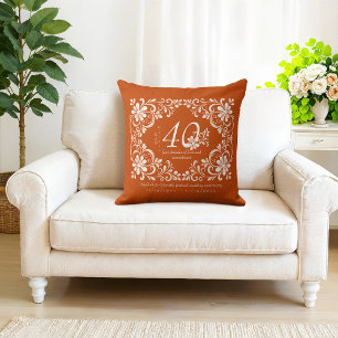 Romantische Shabby Chic Verbrande Oranje 40ste Ver Kussen