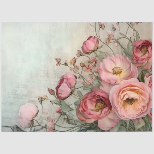 ROMANTISCHE SHABBY ROZEN DECOUPAGE TISSUEPAPIER (Voorkant)