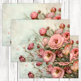 ROMANTISCHE SHABBY ROZEN DECOUPAGE TISSUEPAPIER