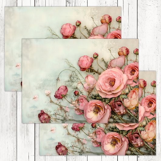 ROMANTISCHE SHABBY ROZEN DECOUPAGE TISSUEPAPIER