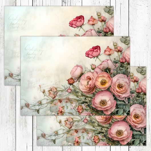 ROMANTISCHE SHABBY ROZEN DECOUPAGE TISSUEPAPIER