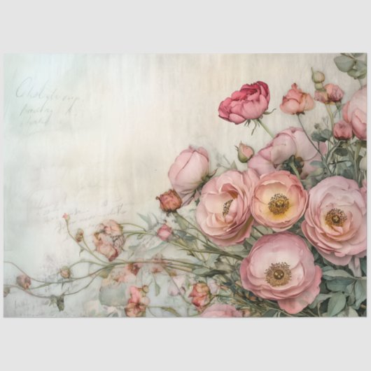 ROMANTISCHE SHABBY ROZEN DECOUPAGE TISSUEPAPIER (Voorkant)