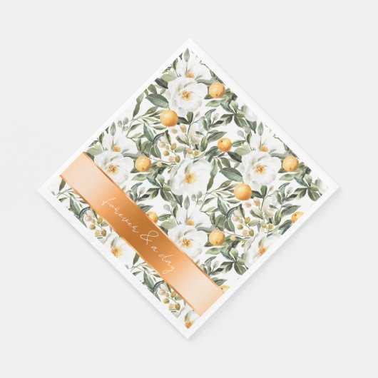 Romantische Siciliaanse zomer Floral Sinaasappels Servet (Hoek)