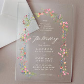 romantische sierlijke bloemboog lente tuin bruilof acryl uitnodigingen