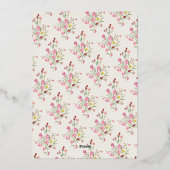 romantische sierlijke bloemboog lente tuin bruilof folie uitnodiging (Achterkant)