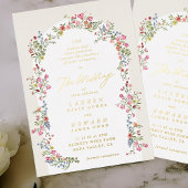 romantische sierlijke bloemboog lente tuin bruilof folie uitnodiging