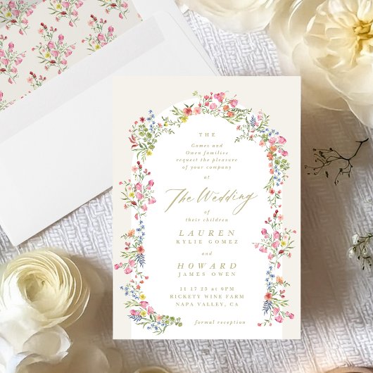 romantische sierlijke bloemboog lente tuin bruilof kaart