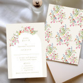 romantische sierlijke bloemboog lente tuin bruilof RSVP kaartje