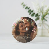 romantische sierlijke bloemenboog lente bruiloft f save the date (Staand voorkant)